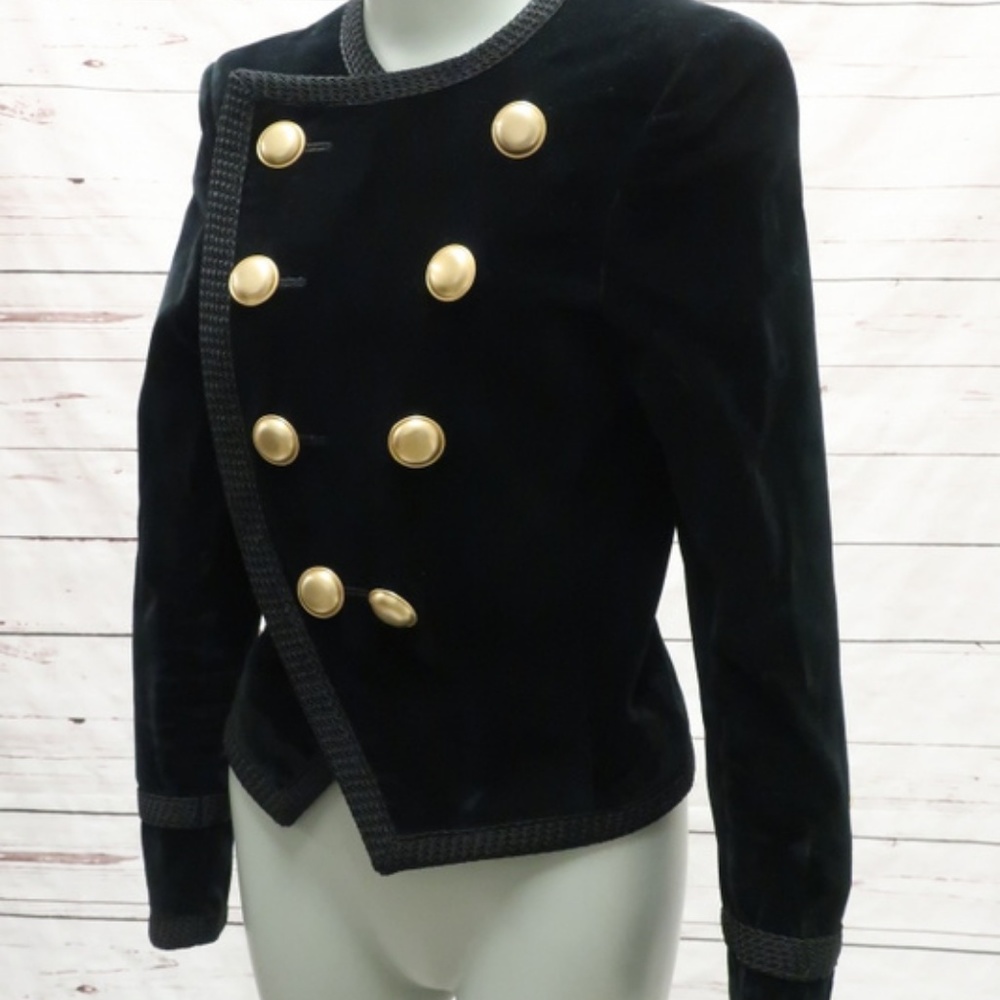 Saint Laurent Jacket Spencer Black Velvet Size 40 - Picture 5 of 8